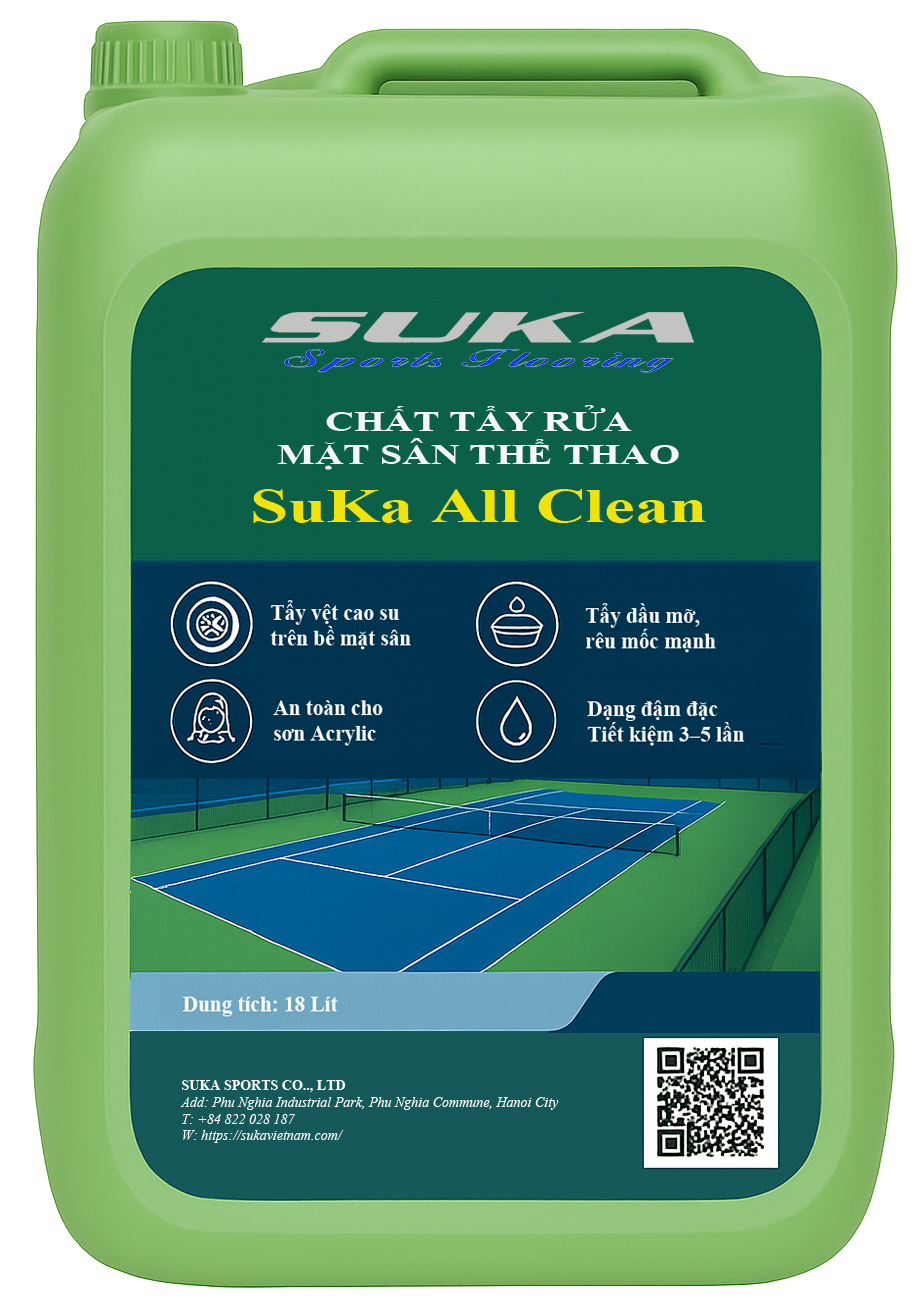 Chất tẩy rửa mặt sân Pickleball, Tennis, Bóng rổ – SuKa All Clear 1 Dung dịch vệ sinh mặt sân Pickleball SuKa All Clean