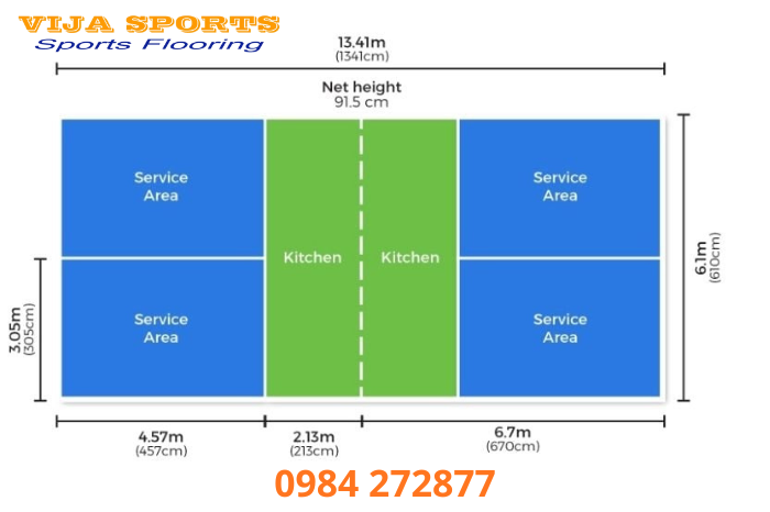 Tiêu chuẩn kích thước sân pickleball